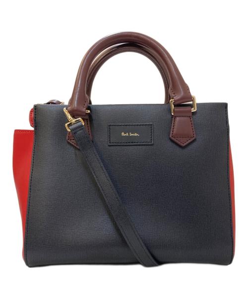 PAUL SMITH（ポールスミス）PAUL SMITH (ポールスミス) カラーブロック 2WAYレザーショルダーバッグ ネイビー×レッド サイズ:下記参照の古着・服飾アイテム