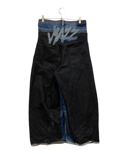 BAL（バル）BAL (バル) レイヤードデザインペイント加工デニムパンツ ブラック×インディゴ サイズ:下記参照の古着・服飾アイテム