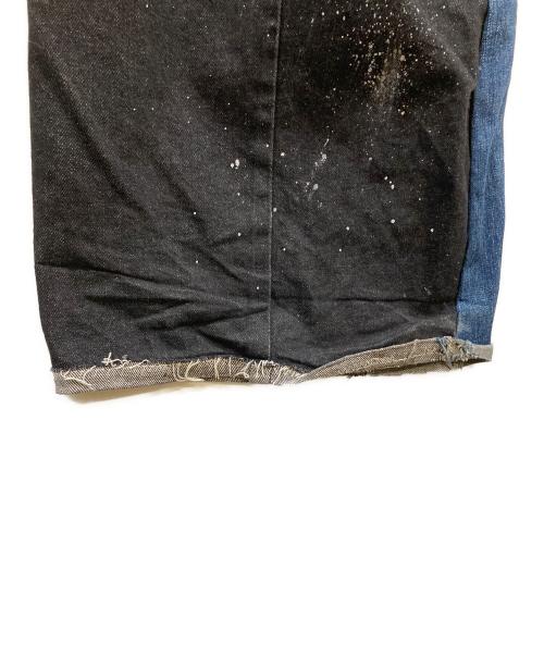 BAL（バル）BAL (バル) レイヤードデザインペイント加工デニムパンツ ブラック×インディゴ サイズ:下記参照の古着・服飾アイテム