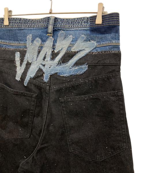 BAL（バル）BAL (バル) レイヤードデザインペイント加工デニムパンツ ブラック×インディゴ サイズ:下記参照の古着・服飾アイテム