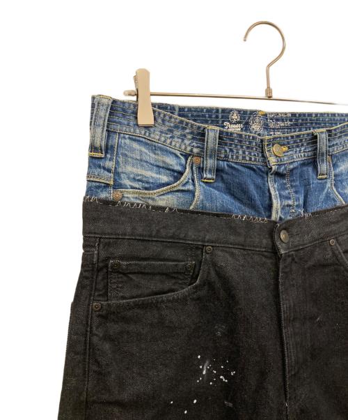 BAL（バル）BAL (バル) レイヤードデザインペイント加工デニムパンツ ブラック×インディゴ サイズ:下記参照の古着・服飾アイテム
