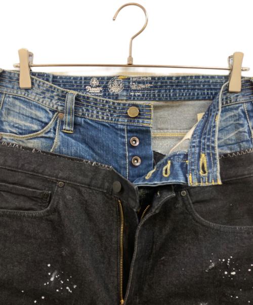 BAL（バル）BAL (バル) レイヤードデザインペイント加工デニムパンツ ブラック×インディゴ サイズ:下記参照の古着・服飾アイテム