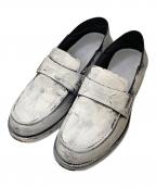 Maison Margielaメゾンマルジェラ）の古着「4スティッチ/ペイント ローファー」｜ブラック×ホワイト