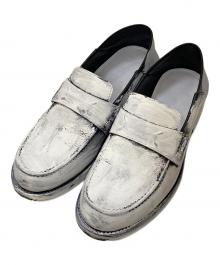 Maison Margiela（メゾンマルジェラ）の古着「4スティッチ/ペイント ローファー」｜ブラック×ホワイト