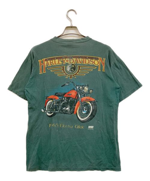 HARLEY-DAVIDSON（ハーレーダビッドソン）HARLEY-DAVIDSON (ハーレーダビッドソン) 90's ヘンリーネックカットソー グリーン サイズ:Ｍの古着・服飾アイテム