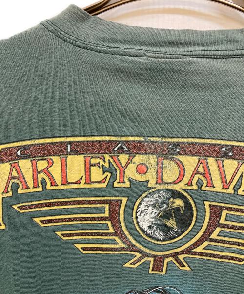 HARLEY-DAVIDSON（ハーレーダビッドソン）HARLEY-DAVIDSON (ハーレーダビッドソン) 90's ヘンリーネックカットソー グリーン サイズ:Ｍの古着・服飾アイテム