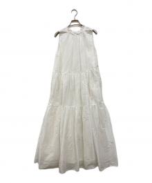 MARILYN MOON（マリリンムーン）の古着「sheer starched cotton gather dress」｜ホワイト