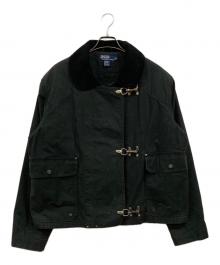 POLO RALPH LAUREN（ポロ・ラルフローレン）の古着「90's 襟コーデュロイ 中綿 ファイヤーマンジャケット」｜ブラック