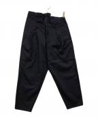 KOLORカラー）の古着「コーティングウールトロピカルパンツ」｜ネイビー