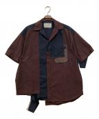 KOLORカラー）の古着「製品染めタイプライターシャツ」｜ブラウン