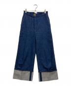 patouパトゥ）の古着「ロールアップクロップドストレートデニムパンツ」｜インディゴ