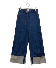 patou（パトゥ）の古着「ロールアップクロップドストレートデニムパンツ」｜インディゴ