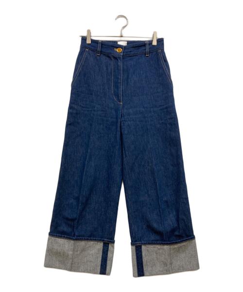 patou（パトゥ）Patou (パトゥ) ロールアップクロップドストレートデニムパンツ インディゴ サイズ:34の古着・服飾アイテム