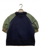 sacaiサカイ）の古着「Sponge Sweat Pullover 半袖スウェット」｜ネイビー×カーキ