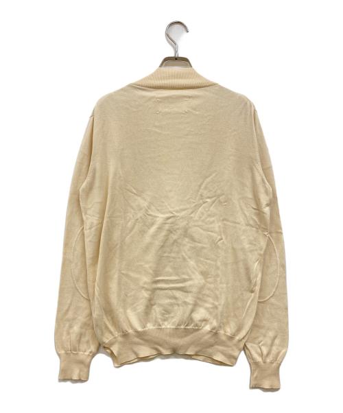 Maison Margiela（メゾンマルジェラ）Maison Margiela (メゾンマルジェラ) エルボーパッチ Mロゴ刺繍カーディガン ベージュ サイズ:Ｍの古着・服飾アイテム