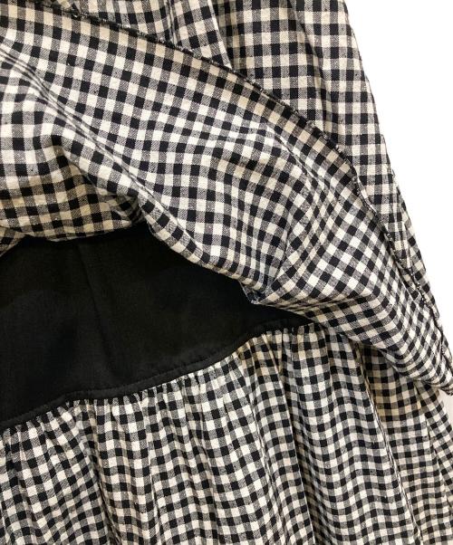 THIRD MAGAZINE（サードマガジン）THIRD MAGAZINE (サードマガジン) コットンシルクギンガムチェック ロングスカート ホワイト×ブラック サイズ:2の古着・服飾アイテム