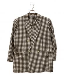ADULT ORIENTED ROBES（アダルトオリエンテッドローブス）の古着「チェックテーラードダブルジャケット」｜グレー×ホワイト