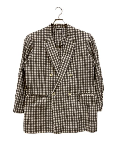 ADULT ORIENTED ROBES（アダルトオリエンテッドローブス）ADULT ORIENTED ROBES (アダルトオリエンテッドローブス) チェックテーラードダブルジャケット グレー×ホワイト サイズ:2の古着・服飾アイテム