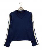 COMME des GARCONSコムデギャルソン）の古着「サイドライン Vネックニット」｜ネイビー