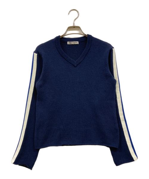 COMME des GARCONS（コムデギャルソン）COMME des GARCONS (コムデギャルソン) サイドライン Vネックニット ネイビー サイズ:Sの古着・服飾アイテム
