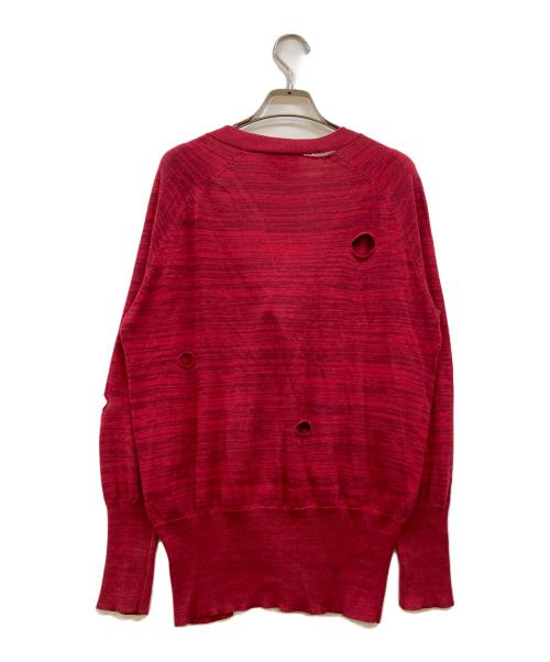 Vivienne Westwood RED LABEL（ヴィヴィアンウエストウッドレッドレーベル）Vivienne Westwood RED LABEL (ヴィヴィアンウエストウッドレッドレーベル) ダメージ加工ニットカーディガン レッド サイズ:Mの古着・服飾アイテム