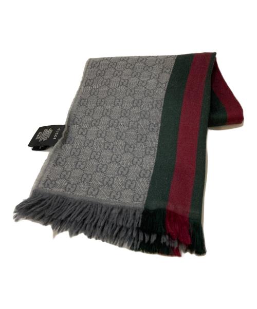 GUCCI（グッチ）GUCCI (グッチ) ウールシルク GG総柄 ストール グレーの古着・服飾アイテム