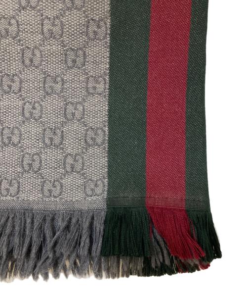 GUCCI（グッチ）GUCCI (グッチ) ウールシルク GG総柄 ストール グレーの古着・服飾アイテム