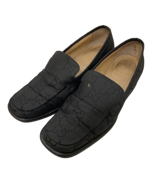 GUCCI（グッチ）GUCCI (グッチ) GG総柄 スクエアトゥ ミュールローファー ブラック サイズ:6の古着・服飾アイテム