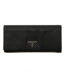 PRADA（プラダ）の古着「テスートナイロン ロングウォレット」｜ブラック