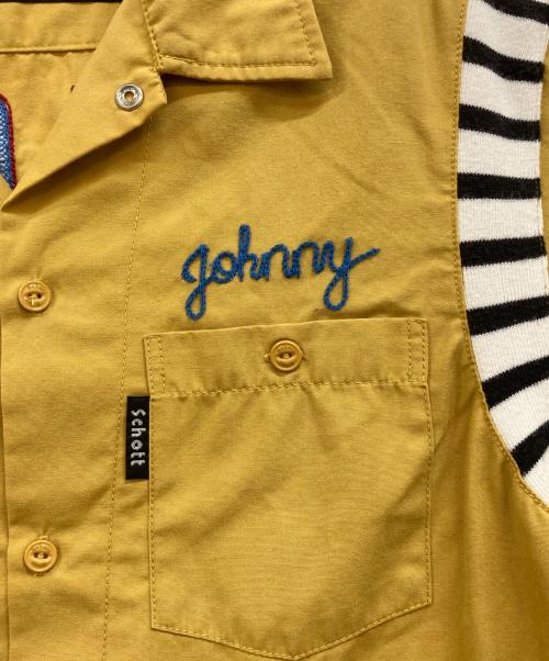 Schott（ショット）Schott (ショット) バック刺繍半袖シャツ イエロー サイズ:Ｍの古着・服飾アイテム