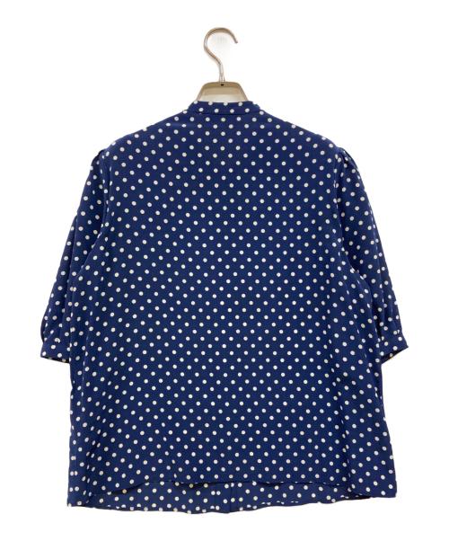 CELINE（セリーヌ）CELINE (セリーヌ) ボウタイS/Sドットシャツ ブルー×ホワイト サイズ:40の古着・服飾アイテム