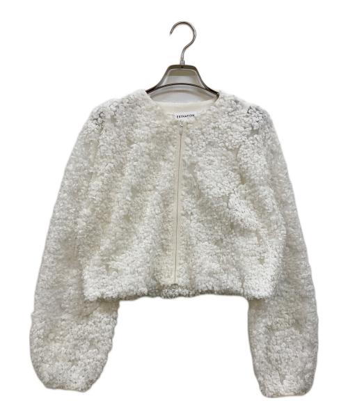 ESTNATION（エストネーション）ESTNATION (エストネーション) シアー フラワーバルーン ブルゾン ホワイト サイズ:Fの古着・服飾アイテム