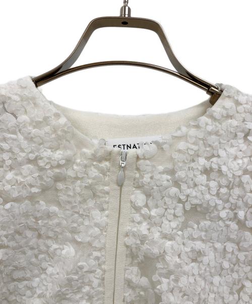 ESTNATION（エストネーション）ESTNATION (エストネーション) シアー フラワーバルーン ブルゾン ホワイト サイズ:Fの古着・服飾アイテム