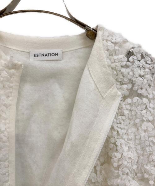 ESTNATION（エストネーション）ESTNATION (エストネーション) シアー フラワーバルーン ブルゾン ホワイト サイズ:Fの古着・服飾アイテム