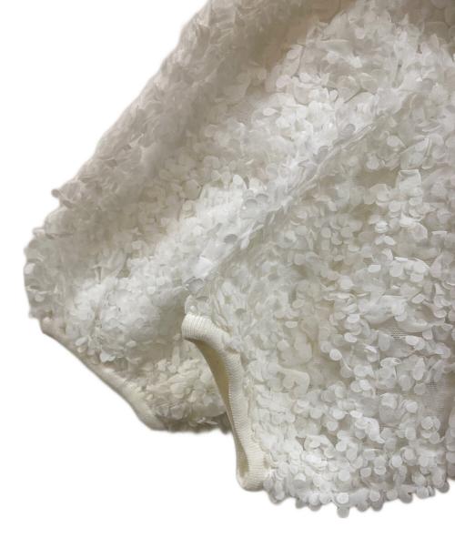 ESTNATION（エストネーション）ESTNATION (エストネーション) シアー フラワーバルーン ブルゾン ホワイト サイズ:Fの古着・服飾アイテム