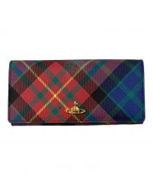 Vivienne Westwood（ヴィヴィアンウエストウッド）の古着「マックアンディタータンチェック オーブ ロングウォレット」｜レッド×ブルー