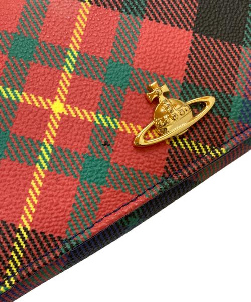 Vivienne Westwood（ヴィヴィアンウエストウッド）Vivienne Westwood (ヴィヴィアンウエストウッド) マックアンディタータンチェック オーブ ロングウォレット レッド×ブルーの古着・服飾アイテム