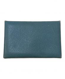HERMES（エルメス）の古着「CALVI カルヴィ レザーカードケース」｜ブルー