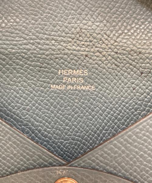 HERMES（エルメス）HERMES (エルメス) CALVI カルヴィ レザーカードケース ブルーの古着・服飾アイテム