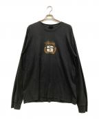 stussyステューシー）の古着「S Wreath Pig Dyed L/S Tee」｜ブラック