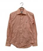 Vivienne Westwood manヴィヴィアン ウェストウッド マン）の古着「オーブワンポイント刺繍 ストライプシャツ」｜オレンジ