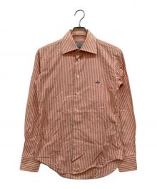 Vivienne Westwood man（ヴィヴィアン ウェストウッド マン）の古着「オーブワンポイント刺繍 ストライプシャツ」｜オレンジ