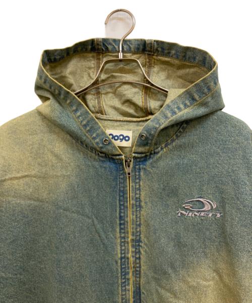 9090（9090）9090 (ナインティナインティ) Heisei Logo Denim Zip Hoodie インディゴ サイズ:XLの古着・服飾アイテム