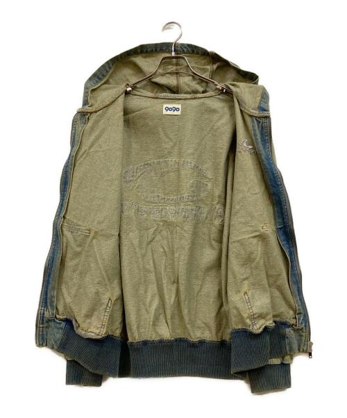 9090（9090）9090 (ナインティナインティ) Heisei Logo Denim Zip Hoodie インディゴ サイズ:XLの古着・服飾アイテム