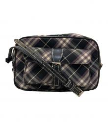 BURBERRY BLUE LABEL（バーバリー ブルー レーベル）の古着「チェックパターン ショルダーバッグ」｜ブラック×パープル