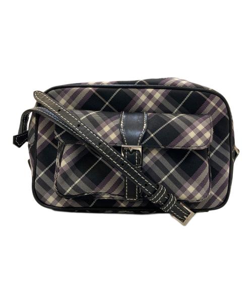 BURBERRY BLUE LABEL（バーバリー ブルー レーベル）BURBERRY BLUE LABEL (バーバリー ブルー レーベル) チェックパターン ショルダーバッグ ブラック×パープルの古着・服飾アイテム
