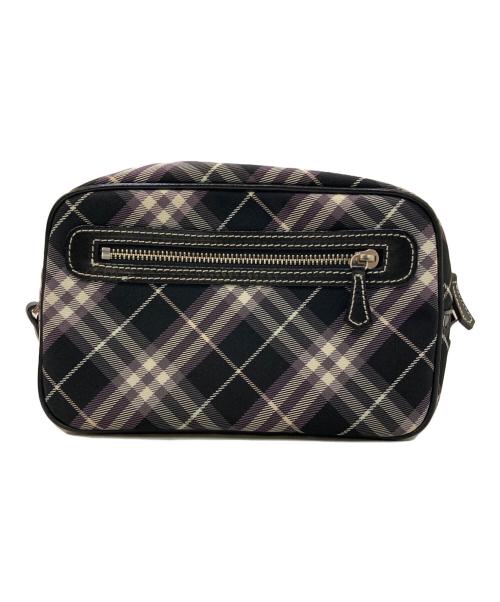 BURBERRY BLUE LABEL（バーバリー ブルー レーベル）BURBERRY BLUE LABEL (バーバリー ブルー レーベル) チェックパターン ショルダーバッグ ブラック×パープルの古着・服飾アイテム