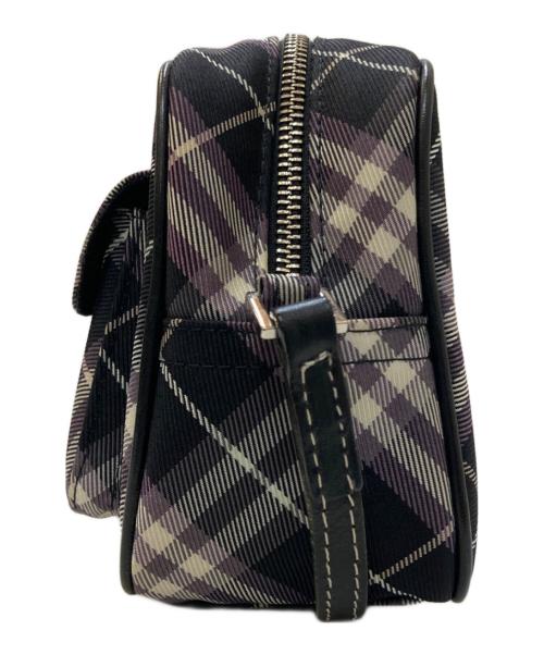 BURBERRY BLUE LABEL（バーバリー ブルー レーベル）BURBERRY BLUE LABEL (バーバリー ブルー レーベル) チェックパターン ショルダーバッグ ブラック×パープルの古着・服飾アイテム
