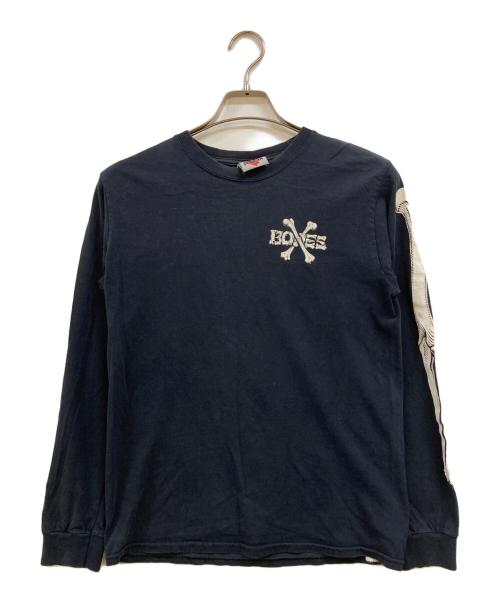 powell peralta（パウエルペラルタ）powell peralta (パウエルペラルタ) ボーンプリント ロングスリーブカットソー ブラック サイズ:Sの古着・服飾アイテム