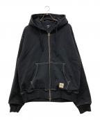 stussyステューシー）の古着「DOUBLE FACE LABEL ZIP HOODIE」｜ブラック